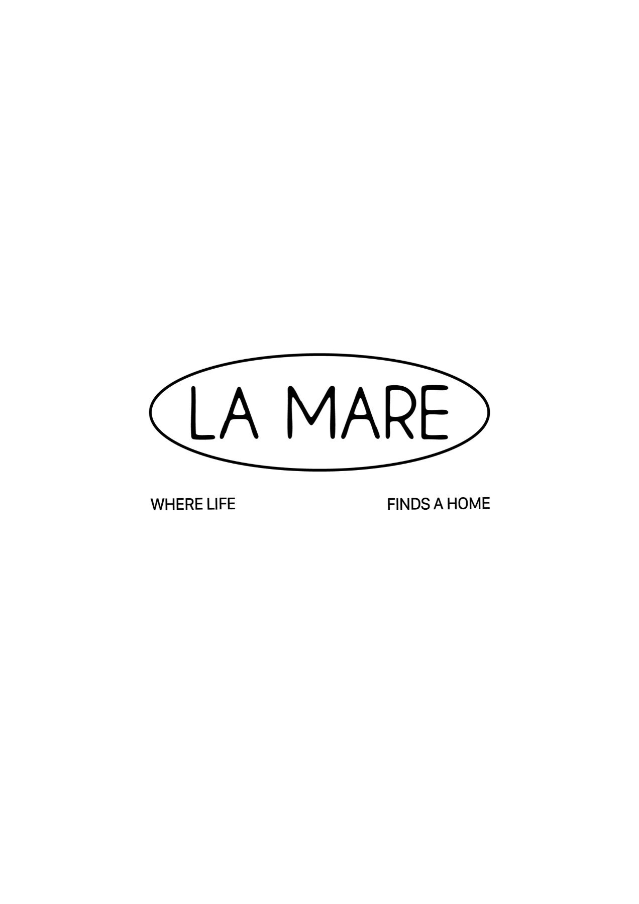 Le logo LA MARE en noir sur fond blanc : l'ovale et la signature